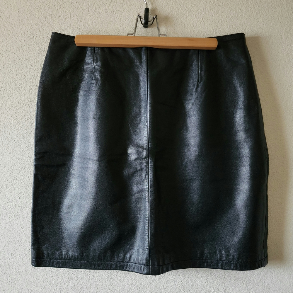 90s Maxima Wilsons Leather Black Leather Mini Skirt